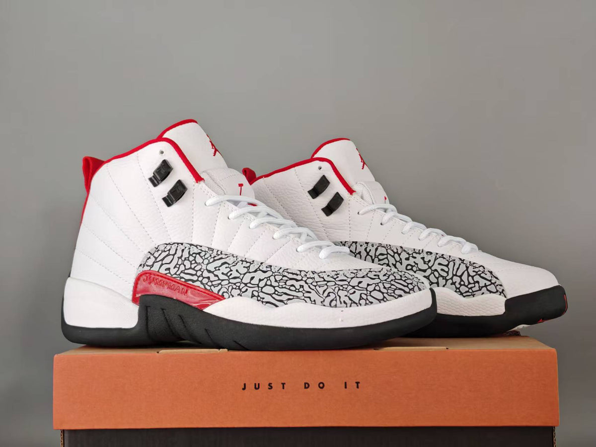 Air Jordan 12 Retro White Red Elephant Print