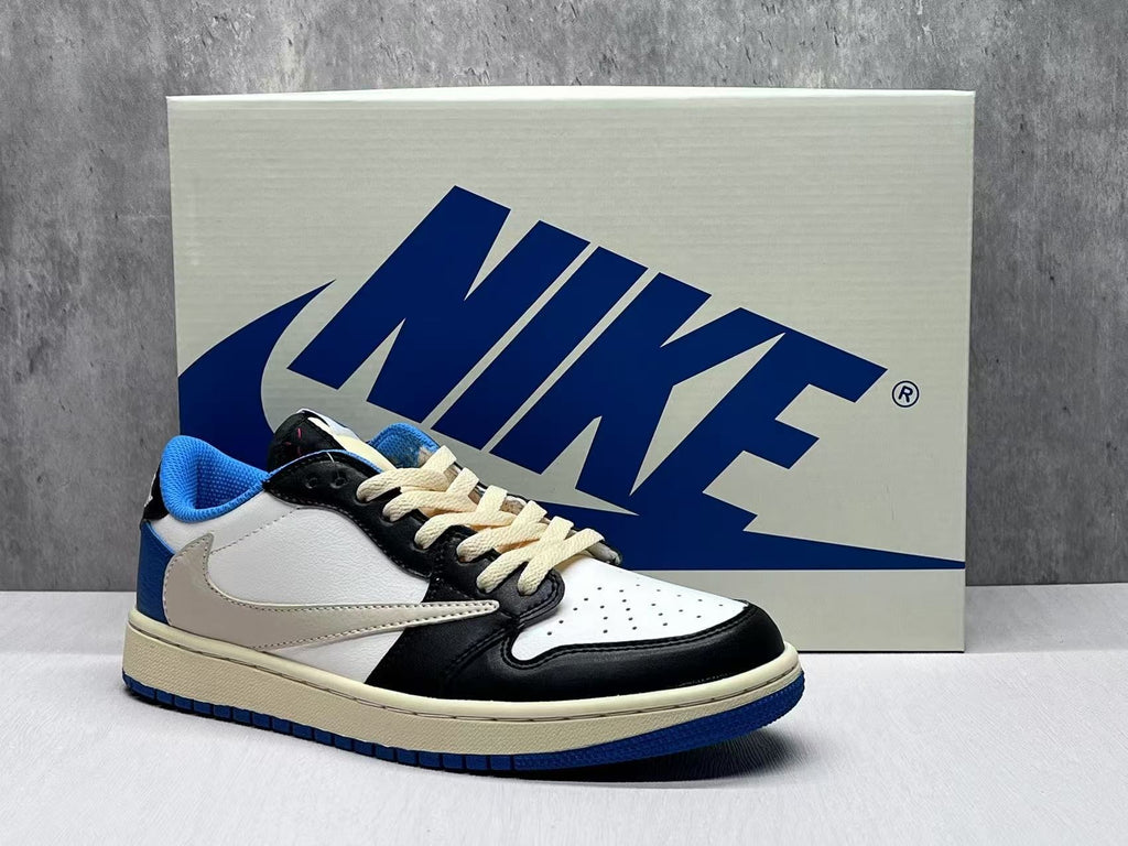 Air Jordan 1 Low White/Blue Lightning Reverse Swoosh