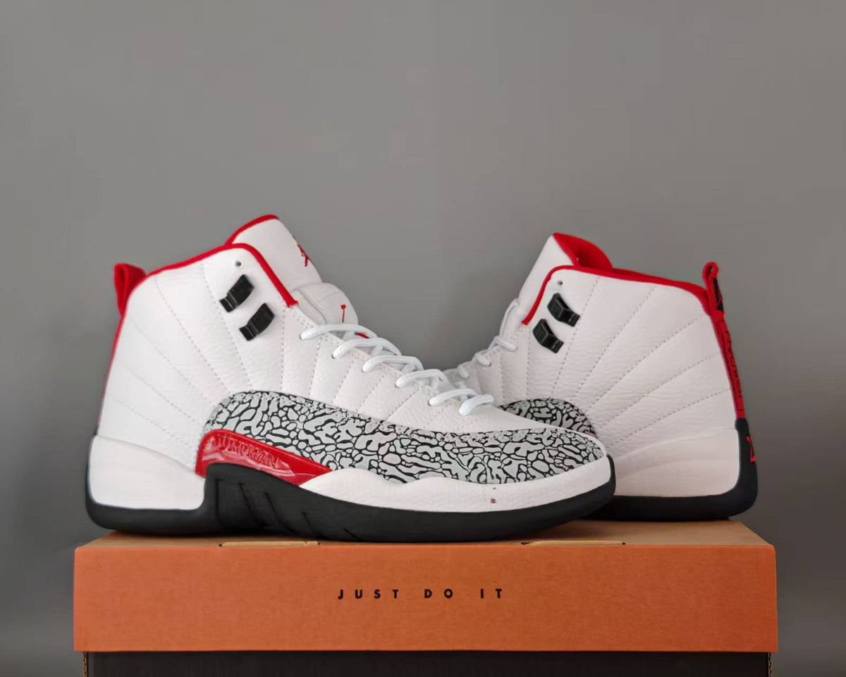 Air Jordan 12 Retro White Red Elephant Print